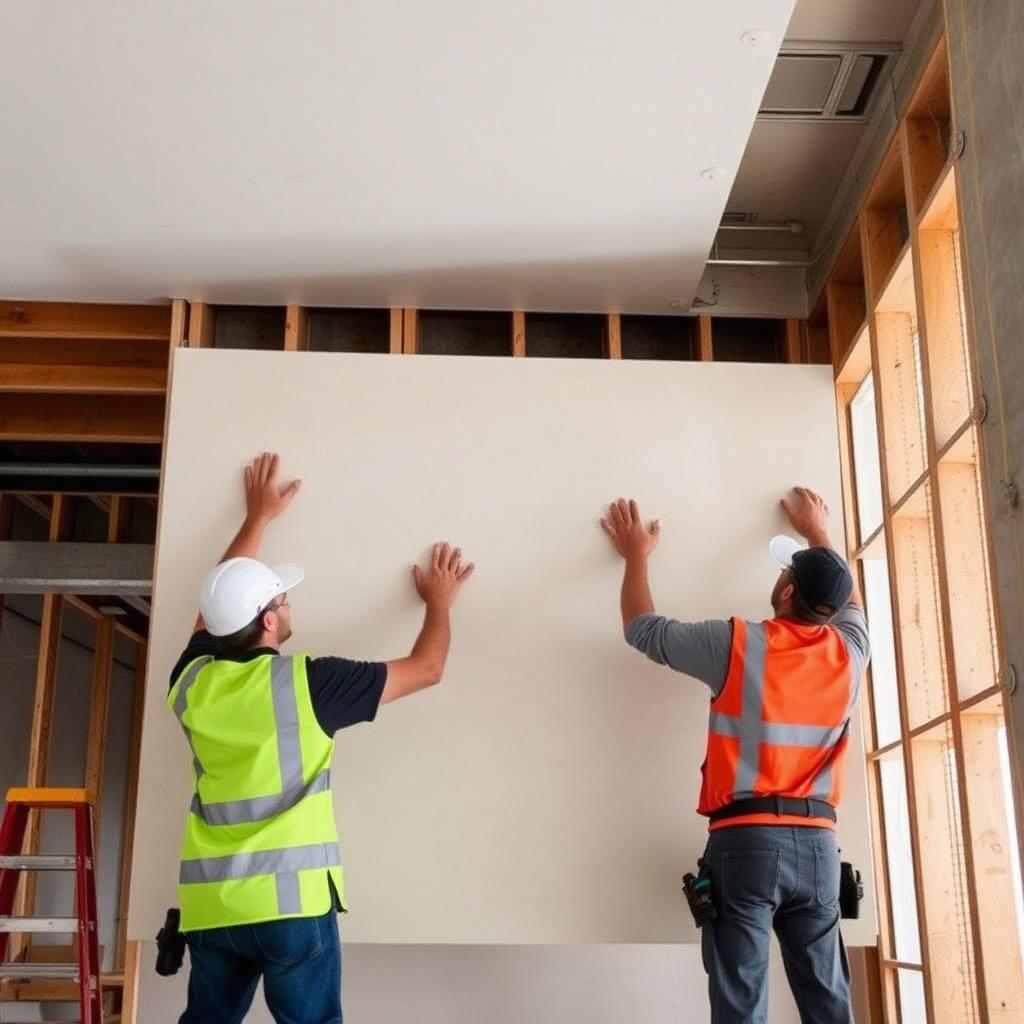 Drywall crew at work